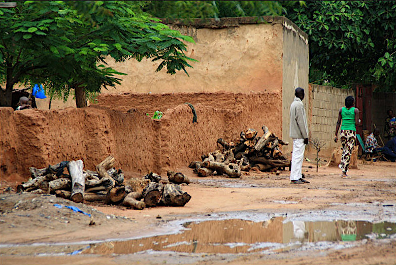 Brassage du dolo à Ségou (Mali), bois de chauffe au porte de la concession (Cl. Alexandre Magot)